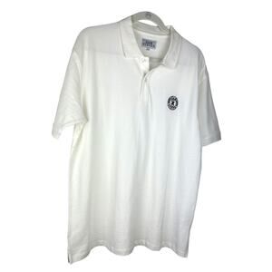 New Sam Steven Monogrammed White Short Sleeve Polo Size L